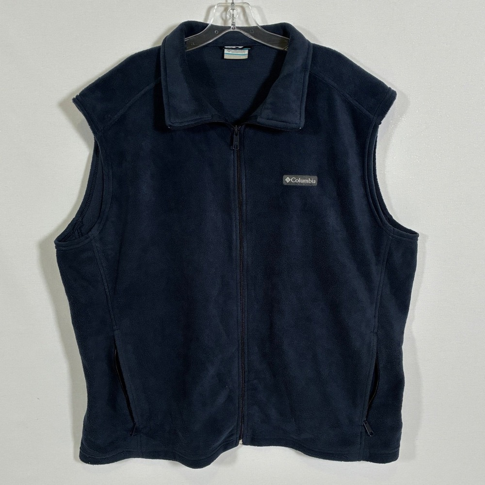 Columbia Steens Mountain Navy Blue Fleece Full Zip Vest Mens XXL AM1535